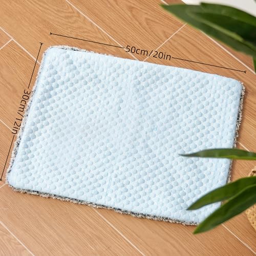 Two Uses'Cat Bed Mat,Self Warming&Cooling Cat Mat.12 * 20in.Hot/Cold Mat for Pets.Free Gel Pads and self-Heating Pads.Temperature Lock Design,Machine Washable - color: Light Blue+Gel ice pack+Selfheating pad, size: Small