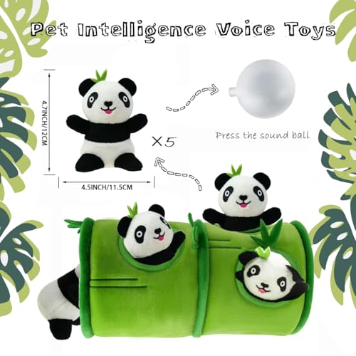 Hide and Seek Dog Toys, Interactive Squeaky Plush Puzzle Puppy Chew Toy to Keep Them Busy for Small Medium Large Dogs(Bamboo Hideaway with 5 Pack Panda) - color: Bamboo Hideout with 5 Panda