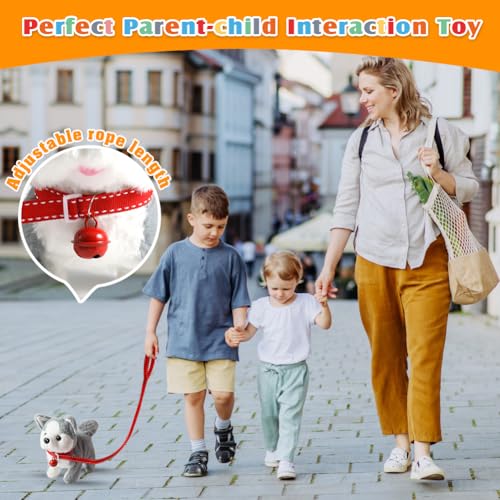 KSABVAIA Plush Husky Toy Puppy Electronic Interactive Dog - Walking, Barking, Tail Wagging, Stretching Companion Animal for Kids Toddlers - color: Husky Dog