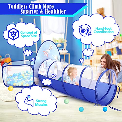 PigPigPen 3pc Kids Play Tent for Boys with Ball Pit, Crawl Tunnel, Rocket Ship Tents for Toddlers, Baby Space World Playhouse Toys, Boys Indoor& Outdoor Play House, Perfect Kid’s Gifts - style: 3PC Rocket Play Tent