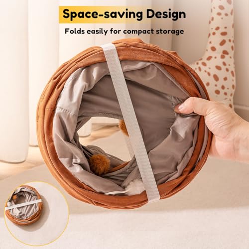 Cat Tunnels for Indoor Cats 3 Way T-Shape Suede Cat Tunnel with Capybara Plush Collapsible Pet Tunnel Tube for Kittens Rabbits Puppies - size: 3 Way Tunnel
