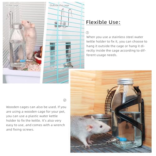 Hamster & Parrot Bird Automatic Drinking Device, Chinchilla & Bunny Rabbit No Drip Chew Proof Glass Water Bottle (Spout-Silver)
