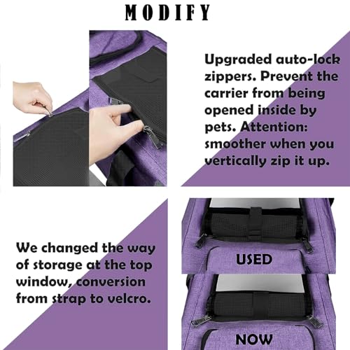 GAPZER Carrying Bag Yorkie Dog Travel Kennel Ventilated Soft Pet Carrier | Privacy Protection Big Kitten Car Travel Cloth Carry Bag up to 20 lbs, Small Animal Portable Mesh Kennel Cage for Vet Visits - color: Purple