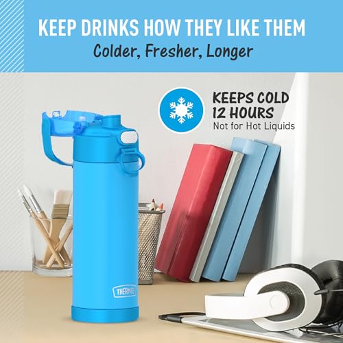 THERMOS FUNTAINER Water Bottle with Spout, 16oz, Electric Blue - color: Electric Blue, size: 16 Ounces