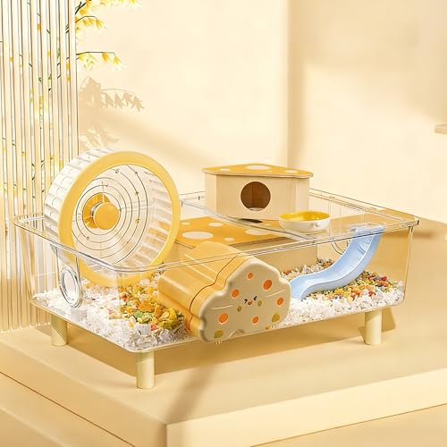 Cheese Hamster Hideout with Magnetic Door(Only for Acrylic Hamster Cage),Hamster House,Hamster Habitats,Plastic Hamster Peek House,Hamster Peekaboo Hide for Dwarf/Syrian Hamster/Gerbil