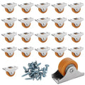 SHUESS 24 PCS 1" Small Casters Wheels, Mini Trundle Bed Wheels with Metal Top Plate, Silent Ball Bearing TPR Wheel for Furniture Rolling Cabinet Trundle Bed Drawer with 60 Screws