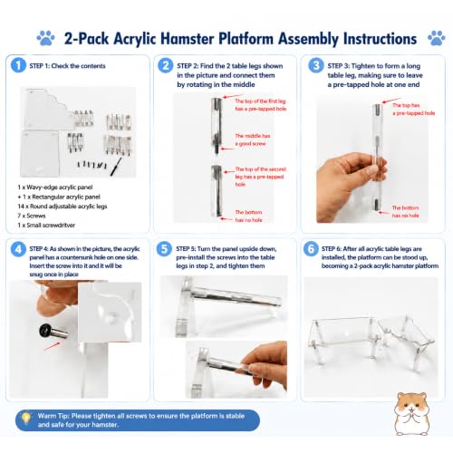 Ripeng 2 Sets Acrylic Hamster Play Platform Cage Accessories Small Pets Plastic Transparent Play Stand for Gerbils Dwarf Syrian Hamsters Mice Chinchilla Parrot Bird Small Animals