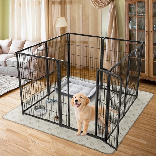 FXW Homeplus Indoor Dog Playpen with Washable Pee Pad, 40" H, 8 Panels | Calm Indoor Play Area, Super Absorbent Pad for Easy Cleanup, for Medium & Large Dogs, Patented - color: Black, size: 40"H