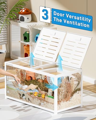 BUCATSTATE Hamster Cage 3.0, Large Hamster Enclosure (39in, White) | 5.4 ft² Small Animal Habitat with Deep Bedding Space for Hamster Enrichment, Stackable Aluminum Frame, Front & Top Access - color: White, size: 39.3"L x 19.7"W x 20.4"H
