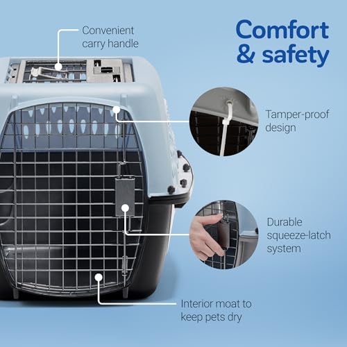 Petmate Dog Crates for Small Dogs & Cat Carriers, Two-Door Plastic Pet Kennel, Top & Front Loading, Made in USA, 24" For Pets Up To 15 lb, Pearl Tan | Plastic pet kennel made in USA, for small pups and kittens, dual entry design, great for travel and vet
