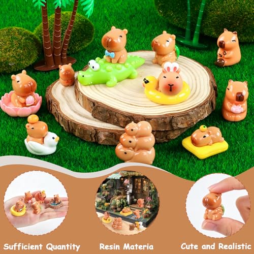33 Pcs Mini Capybara Figurines 25 Style Adorable Resin Capybaras Miniatures Mini Capybara Cake Toppers Set for DIY Fairy Garden Car Dashboard Moss Landscape Home House Birthday Party Decor - style: 33Pcs-Capybara
