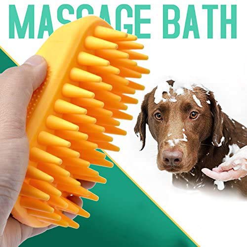 Pet Silicone Shampoo Brush for Long & Short Hair, Pink ( New ), Medium Large Pets Dogs Cats, Silicone Shower Wash Curry Brush, Massage Comb - color: Pink