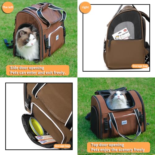 Pet Backpack Carrier for Small Dogs Medium Cats, Puppies,Breathable and Collapsible Design, Portable Travel Bag for Bearded Dragon,Rabbit Cage (Dark Brown, Small) - color: dark brown, size: Small