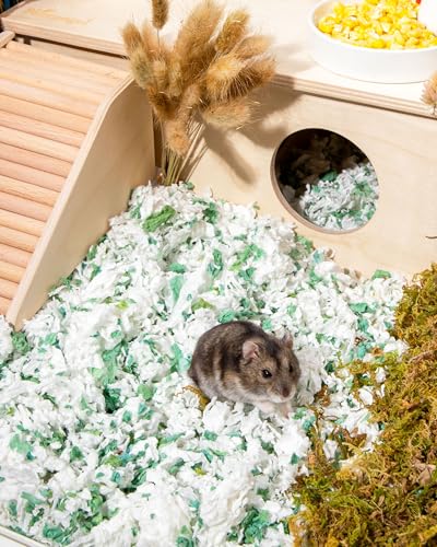Niteangel Paper Pellets Hamster Bedding: 36L White Absorb Odors & No Dust | Respiratory-Friendly & Encourage Digging Instinct - DIY Tunnel System for Syrian Dwarf Hamster Gerbil Mice Rat or Small Pets - size: 36L - White Paper Bedding