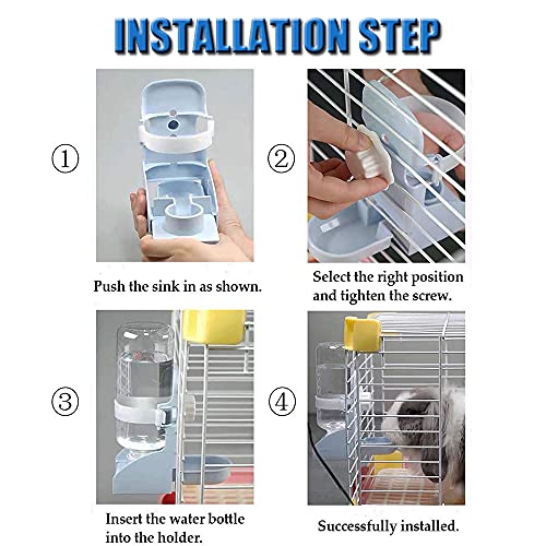 2Pcs 17oz Water Bottle for Small Animals, Rabbit Water Feeder Bowl Bunny Dispenser Hanging Automatic Guinea Pig Bottle for Cage - color: Blue+Blue