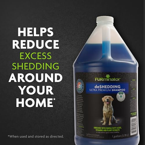 FURminator Ultra Premium deShedding Shampoo for Dogs, 1 gal | Reduces Excess Shedding, Helps Remove Wet Dog Smell, No Parabens or Dyes, Fresh Scent - size: 1 gal, style: Shampoo