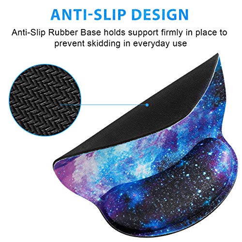 ToLuLu Mouse Pad with Wrist Rest Support, Gel Non-Slip Rubber Base Mousepad | Ergonomic Cute Mouse Pad, Mouse Wrist Rest Pad for Laptop Computer Home Office Working Gaming Pain Relief, Nebula Galaxy - color: Nebula Galaxy