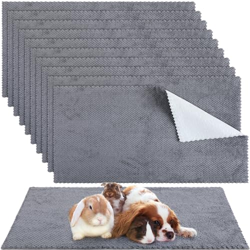 10 Pcs Guinea Pig Cage Liners Washable Rat Bedding for Guinea Pigs Controlling Absorbent Waterproof Pee Pads Blanket for Rabbits Hamster Small Animal Chinchilla(Grid,14x28 Inch,Gray) - color: Gray, size: 14x28 Inch, style: Grid