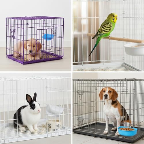 2 Pcs Rabbit Food Bowl, Guinea Pig Food Dish Bird Feeding Dish Crate Bowls for Bunny Hutch Hamster Puppy Dog Crate Guinea Pig Ferret Chinchilla - color: Blue and White