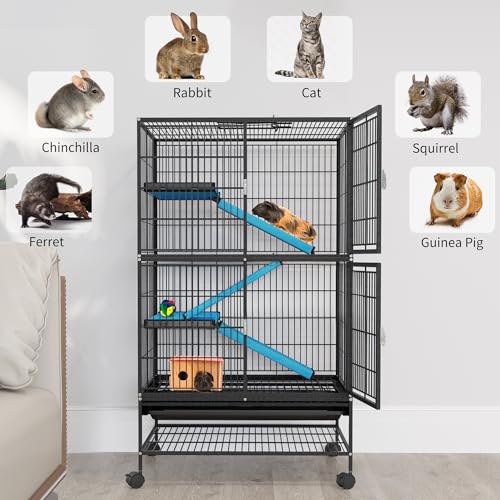 YITAHOME Small Animal Pet Cage: 4-Tiers Metal Guinea Pig Cage for Rats Ferret Chinchilla Large Hamster Indoor Cage