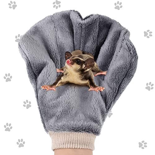 2 Pcs Sugar Glider Bonding Mitt, Calming Sleeping Glove, Bite Proof Animal Handling Gloves, Hedgehog Accessories Calming Glove for Train Your Sugar Glider Small Animals Hamster Rats Pet (Gray) - color: Gray