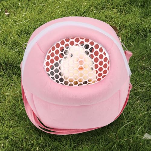 Hypeety Pet Carrier Bag Breathable Portable Travel Backpack for Guinea Pig | Breathable mesh pouch, hands-free sling outgoing bag, secure zipper, for hedgehog/hamsters/sugar glider/chinchilla, pink - color: Pink