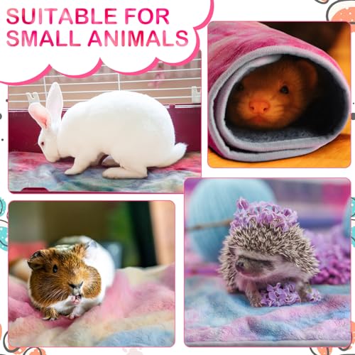 Reginary 4 Pcs Waterproof Guinea Pig Blankets Washable Small Animal Fleece Bedding Absorbent Guinea Pig Cage Liners Reusable Training Pee Pad Pet Sleep Mat for Hamster(Tie Dye Pattern,35 x 24 Inch) - size: 35 x 24 Inch