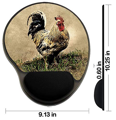 MSD Mousepad Wrist Rest Protected Mouse Pads/Mat with Wrist Support, Design for Farm Chicken Nature Bird Poultry Animal Cock Hen Rooster Fowl Feather Grass