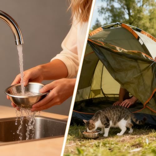 2 Pack Stainless Steel Pet Food and Water Bowls for Cats, Dogs, Small Animals - 12 Oz Rust-Resistant Feeder Dishes for Indoor Outdoor Use