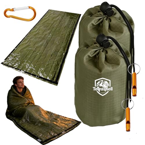 Sleeping Bag, Terrashell Blanket, Emergency Sleeping Bag, Compact Lightweight, Waterproof, Heat Blanket Survival for Survival Kit Car Camping Gear Hiking Go (25 μm)