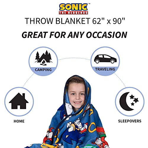 Franco Kids Bedding Super Soft Plush Throw Blanket, 62 in x 90 in, Sonic The Hedgehog, Anime - color: Sonic the Hedgehog - Rings for All, size: 62 in x 90 in