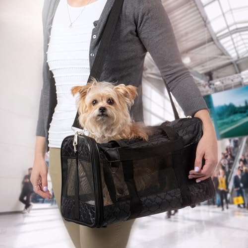 Sherpa Original Deluxe Travel Pet Carrier, Airline Approved & Guaranteed On Board - Black Lattice, Medium - color: Black Lattice, size: 17.0"L x 11.0"W x 10.5"H