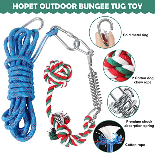 HOPET Dog Outdoor Bungee Hanging Toy, Tether Tug of War Toys for Medium to Large Dog to Exercise, Durable Interactive Tug Toy, Dog Rope Toys - color: 1-Blue