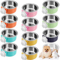 12 Pieces Crate Dog Food Bowls, Removable Stainless Steel Hanging Puppy Kennel Water Bowl Pet Cage Water Feeder Coop Cup for Rabbit, Ferret, Cat, Birds, Rats, Guinea Pigs