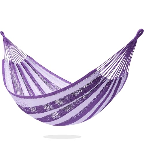 Handwoven Rope Mayan Hammock for Outside, 600 lbs Capacity | 2 Person, Portable Carrying Bag, Easy-Used Tree Straps, Carabiners, Soft Fabric, Patio (Mauve Purple, X-Large) - color: Mauve Purple, size: X-Large