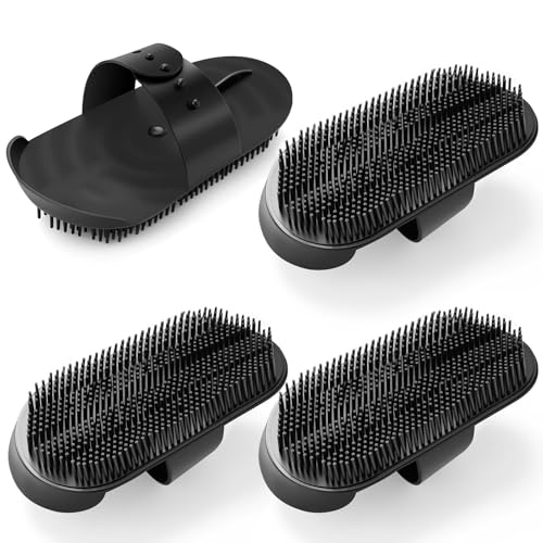 LemonRoad 4 Pcs Livestock Massage Brush, Large Plastic Horse Scratcher Grooming Brush Set Multifunctional Wet Dry Usage for Bathing Massage Hair Cleaning for Cow Cattle Sheep Horses Pigs