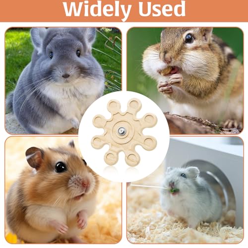 HINGTAI Chinchilla Chew Toys, Natural Wooden Teeth Grinding Guinea Pig Toys for Cage Snowflake- Shaped Rotating Hamster Chew Toys, Chinchilla Cage Accessories Rabbit for Teeth Chewing Supplies