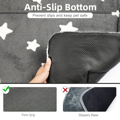 Mora Pets Dog Crate Pad Kennel Bed Crate Mat for Small Dogs Washable Cute Star Pet Bed for Dog Cage Ultra Soft Flat Puppy Cat Kitten Pillow Cushion for Sleeping Anti-Slip Grey 24 x 18 | Soft Dog Cat Bed Mat, Puppy Crate Pad for Dog Cages Cozy Sleeping Lin