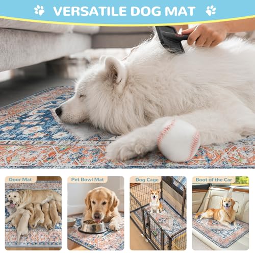Lahome Super Absorbent & Leakproof Washable Dog Pee Pads - 2 Pack Value Set - Waterproof, Non-Slip Reusable Pads for Puppy Training, Crates & Whelping (24"x24", Beige Blue) - color: Beige Blue, size: 2FT x 2FT (Pack of 2)