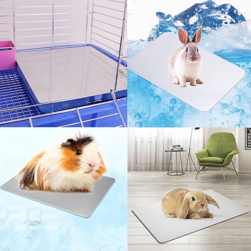 KABASI Rabbit Cooling Pad, Hamster Cool Plate Ice Bed, Pet Cool Mat, 12x8IN | for Bunny Puppy Kitten Guinea Pig Cat & Other Small Pets Stay Cool, Bite Resistance Aluminium Alloy Cool Pads