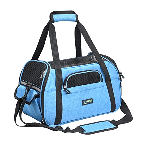 JESPET Soft-Sided Kennel Pet Carrier for Small Dogs, Cats, Puppy, Airline Approved Cat Carriers Dog Carrier Collapsible, Travel Handbag & Car Seat - color: Turquoise Blue, size: 17.0"L x 9.0"W x 11.5"H