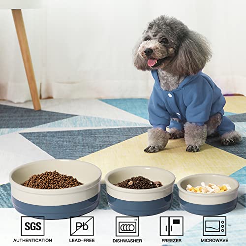 Sweejar Ceramic Dog Bowls, Dog Food Dish for Large Dogs and Cat, Heavy Duty Porcelain Pet Bowl for Canned Food and Water 78 Fl Oz （Fog Blue） - color: Fog Blue, style: Two-tone,9"x 3.1"(70 Fl Oz)