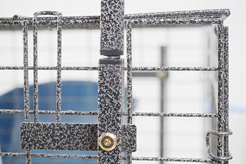 Stackable Rabbit Cage with Feeder and Water Bottle, 24 x 24 x 16 inches, Guinea Pig Ferret Bunny Hutch (2) - color: Black Silver