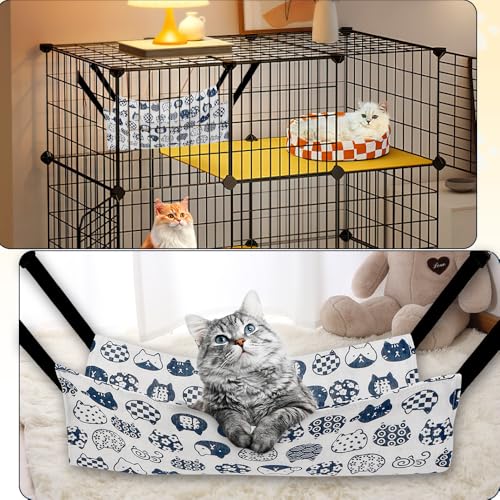 Cat Hammock & Bed - Large & Kitten Sizes - Cat Cages & Accessories - Indoor & Outdoor - color: Grey, size: Large
