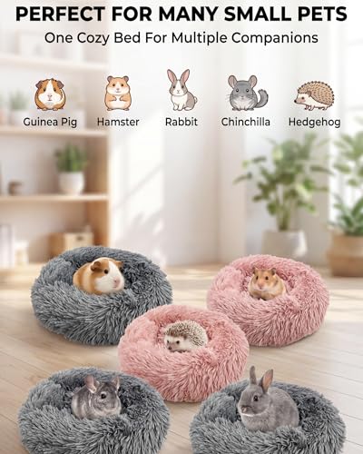 Guinea Pig Bed 2 Pack, Soft Cozy Round Nest for Small Pets | 15.7"x15.7" washable pet nest with soft cozy fabric, warm resting space for guinea pigs, hamsters, bunnies and small pets