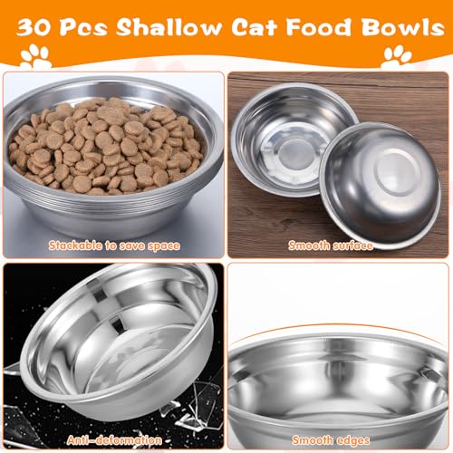 30 Pcs Stainless Steel Dog Bowls, 5.8 Inch Metal Dog and Cat Food Water Bowl, Pet Dishes for Kennel Crate, Dishwasher Safe