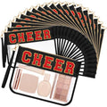 Kacctyen 20 Pcs Black Chenille Letter Cheer Bags Bulk Cheerleader Clear Makeup Bags Snacks Pouch Bulk Preppy Patch Cosmetic Pouch with Wrist Strap Zipper for Travel Team Cheerleaders - color: Black