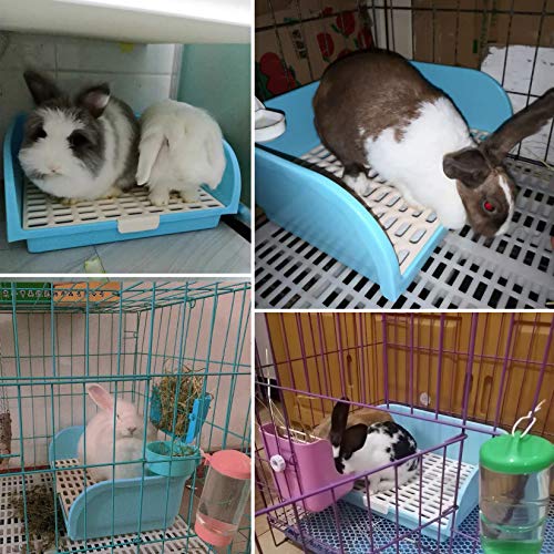 Hamiledyi Large Rabbit Litter Box Corner Bedding Box Chinchilla Toilet Trainer Square Potty Pet Pan for Adult Guinea Pig, Galesaur.Ferret and Other Animals Blue - color: BLUE