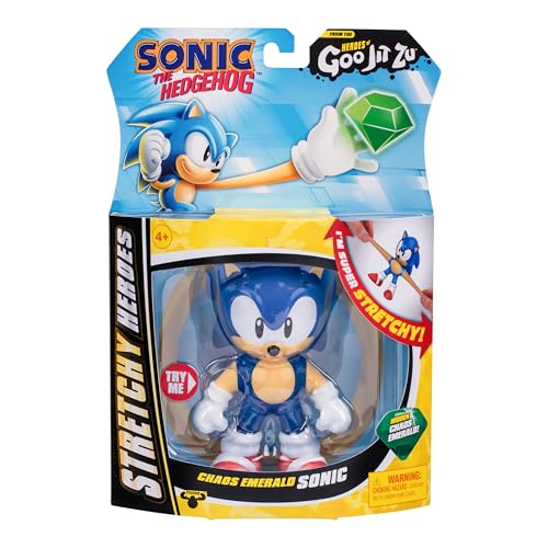 Heroes of Goo Jit Zu Sonic The Hedgehog - Chaos Emerald Sonic Stretchy Hero, Squeeze Sonic's Body to Reveal The Chaos Emerald Within His Goo, Grab Him by His Limbs and Stretch Out His Arms and Legs - style: Chaos Emerald Sonic