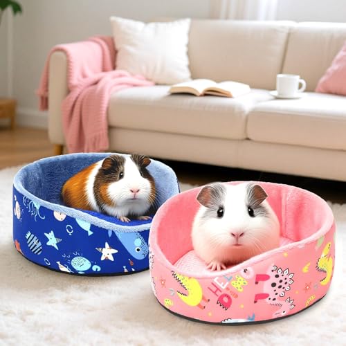 PETKNOWS 2 Pack Hamster Bed Soft Warm Cushion Mat for Small Pets | ﻿ Soft Plush Warm Fabric, Hamster Hideout and Small Animal Mat, Round Shape Bed